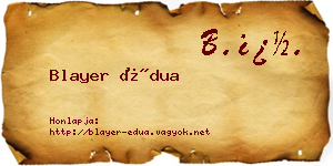 Blayer Édua névjegykártya